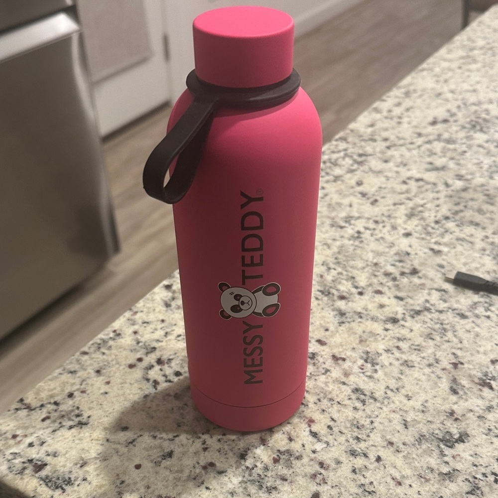 Pink Messy Teddy Water Bottle Brand New Never Used